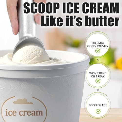Ice Cream Scoop 2PCS, 7" One Piece Aluminum Scooper Spoon Heavy Duty Durable, Easy to Clean, for Gelato, Cookie Dough, Sorbet, Almond - Image 4