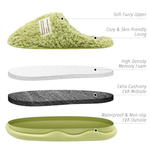 Image of Slippers for Women Men, Memory Foam Slippers for Women, Soft Thick Fuzzy Bedroom House Shoes Indoor Outdoor