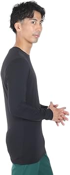 J.Lindeberg 071-21313-019 Golf Wear, Water Absorbent, Quick Drying, Cool to Touch, Long Sleeve, High Neck, 071-21313-019 Black/L/Men's, Black