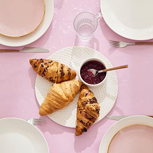 KP HOME PVC Table Cloth Wipe Clean Tablecloth 200x140 Rectangular Vinyl Pastel Pink Table Cloth Wipeable Waterproof Table Cover Elegant Plain Floral Oilcloth 6 Seat Table Cloth Reusable Plastic Cloth