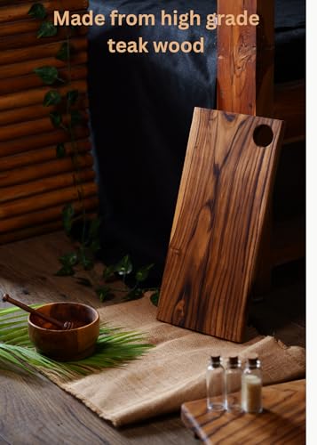 Image of Handcrated Teak Wood Cutting /Chopping Board | Reversible | (15x7x0.75 Inches) | Multipurpose Board | Long-Lasting | Excellent for Vegetables & Fruits (Teak Small)
