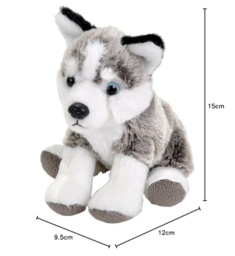 Wild Republic Pocketkins Eco Husky, Plüschtier, 12 cm, Plüschspielzeug, Hergestellt aus recycelten Materialien, Umweltfreundlich