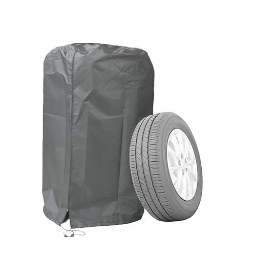 Image of J&C Tire Cover 420D Tire Storage Bag Waterproof Spare Tire Bag Tote Protective Cover Seasonal Tire Cover for Car Tire (grey-47x32in)