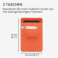 kwmobile Tasche kompatibel mit SanDisk Portable SSD, Samsung T7, Crucial X8, HDD - Halterung für Externe SSD Festplatte - 13x8cm - Elastisches Case Hülle selbstklebend Orange – Ansicht 5