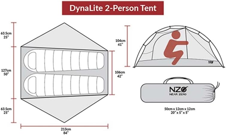 Miniatura 7 de Near Zero Tienda de campaña ultraligera para mochileros para 2 personas, 2 puertas, 20D Ripstop impermeable sellado, independiente, mosca lluvia, 3