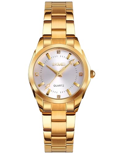 CIVO Montre Femme Élégant Acier Inoxydable Or Montre Bracelet Femme à Quartz Analogique Etanche Luxe Mode Minimaliste Montres Cadeau pour Femme