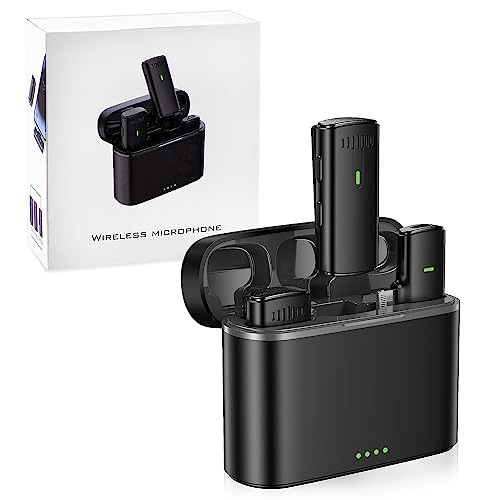 lulaven Mini Wireless Lavalier Micrófono para iPhone Plug & Play Smart Noise Reduction Wireless Micrófono for Video Recording, Vlog, Entrevista, 7H Battery, 20M Transmisión