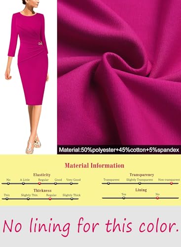 Image of VFSHOW Womens Elegant Ruched Pleated Work Business Office Cocktail Party Bodycon Pencil Sheath Dress