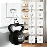 10 Pcs Large Hooks for Hanging Heavy-Duty 44Ib(Max) Wall Hangers Without Nails Self-Adhesive Traceless Clear and Removable, Waterproof and Rustproof Multiple Uses for Bathroom Kitchen Home
