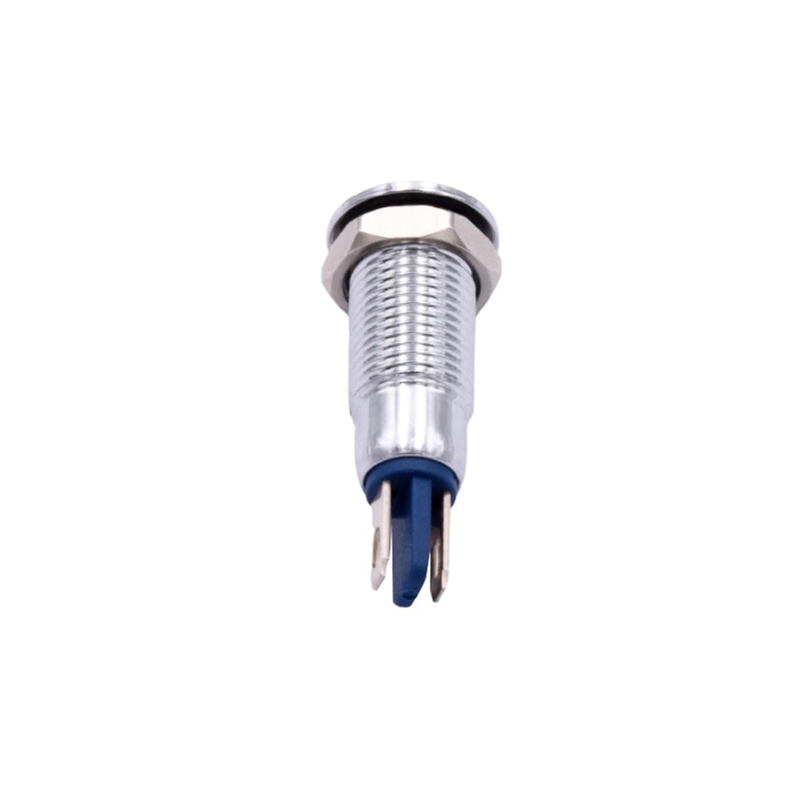 Voyant lumineux en métal étanche de 8 mm, rouge vert bleu jaune blanc LED chrome voyant d'avertissement lampe témoin 3 V 6 V 12 V 24 V 220 V(Red,3-6V DC AC)