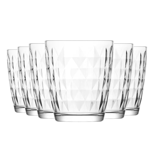 LAV 6x Clear 340ml Artemis Tumbler Glasses – Stemless Kitchen Water Whiskey Wine Gin Juice Cocktail Drinking Glass Set