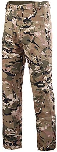 Amxiway Men's Outdoor Mountain Waterproof Windproof Fleece Ski Snow Pants Hiking Trousers(CP Camo,2XL)