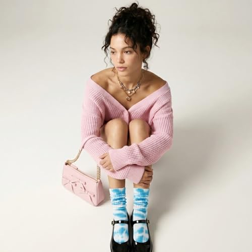 Image of COUVER Womens Scrunched Slouch Socks Soft Cotton Breathable Retro Crew or Knee High, Multiple Colors