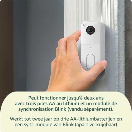 Blink Videotürklingel | Einzelgerät | Kopf-bis-Fuß-Aufnahme in HD, 2 Jahre Batterielaufzeit, IP65, Funktioniert mit Alexa, Erforderliches Sync-Modul nicht enthalten – Weiß