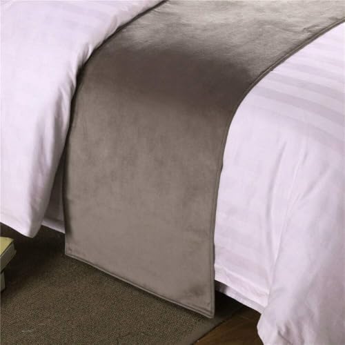 Serviette de queue de lit en velours isolante et décorative 50x180cm gris