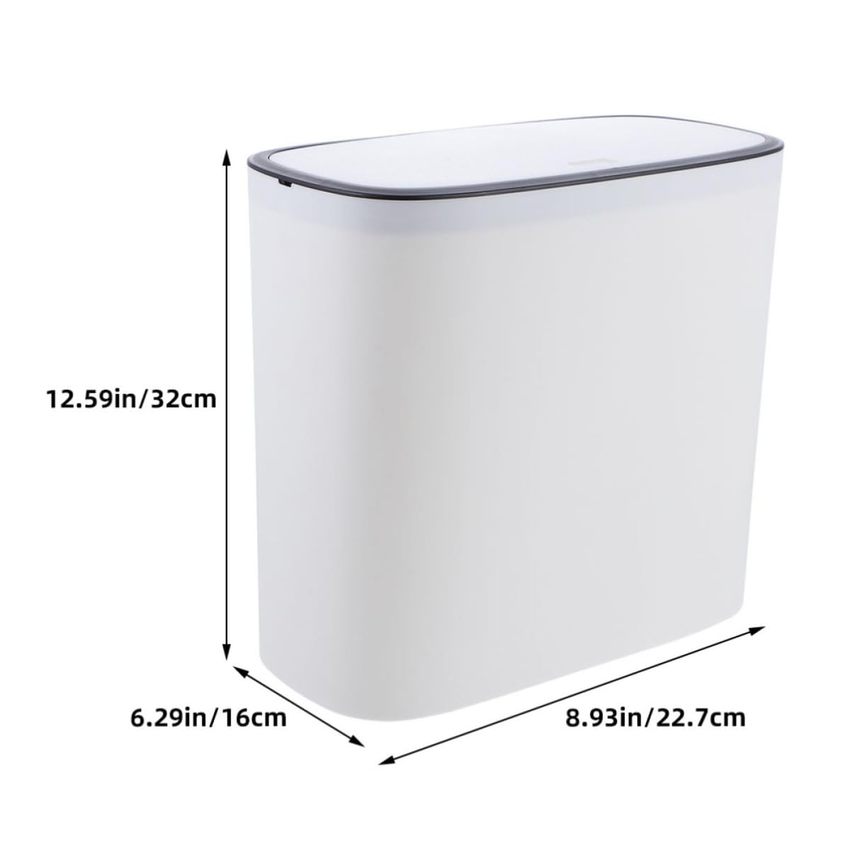 Cubo de Basura de Cocina de Plástico Blanco de 10l Control de Olores y Tapa Automática Adecuado para Sala de Estar y Dormitorio