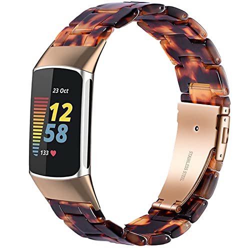 Bracelet en résine rose et tortue pour Fitbit Charge 5 Wongeto pour homme et femme