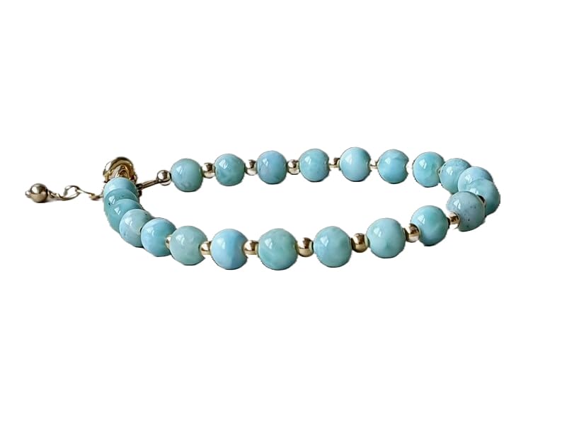 Bracelet larimar rondelle 5mm en argent sterling fin LKBEADS