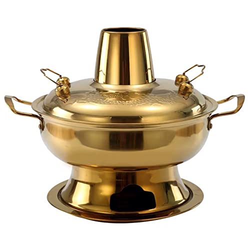 Olla china de cobre para hot pot con base de acero inoxidable 34cm miniatura 1