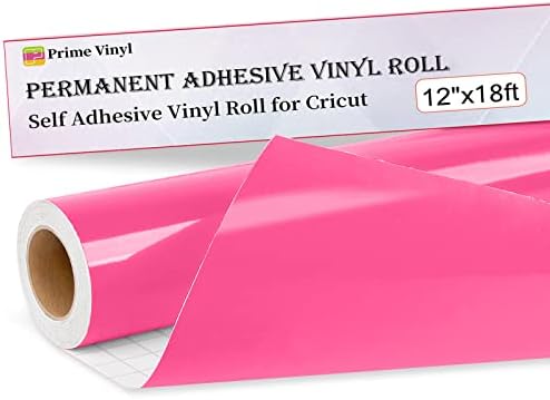 Prime Vinyl White Permanent Vinyl for Cricut, Self Adhesive Vinyl - 12" x 18 Ft-Glossy White Vinyl Roll for Silhouette Cameo, Cutting Machine, Home Decal