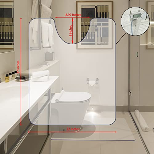 100Poinone Toilet Bath Mat U-Shaped Crystal Clear Commode Contour Rug, Bathroom Mat For Toilet Base Non-Slip, Waterproof, Wipe To Clean And Dries Quickly For Bathroom (27”×22”X0.19“) #TOP1
