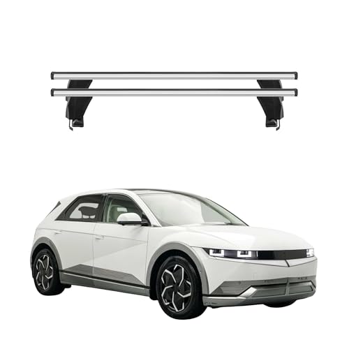 OMAC Roof Rack Cross Bars for Hyundai Ioniq 5 2022-2025 Lockable 110Lbs Aluminium Silver 2Pcs fits Cargo Carriers Kayak Canoe Bike Snowboard