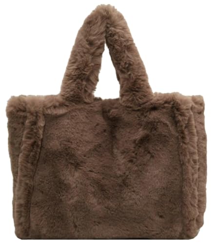 Warm Fluff Solid Color Handbag Fashion Practical Fall Winter Underarm Bag Work Holiday Shoulder Bag for Women 2025