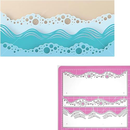 Summer Ocean Metal Cutting Dies - Beach Wave Stencils for Scrapbooking and DIY Crafts | Die-Cut and Emboss Tools with Sea Theme,Craft Dies, Summer Craft Supplies