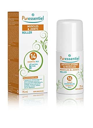 PURESSENTIEL - Muscles &amp; Joints Roll-on with 14 essential oils - Temporarily relieves muscles and joints pains - Clinically proven - Perfect for athletes and arthritis - 75ml