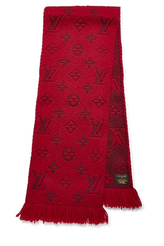 Pre-Loved Red Wool Logomania Scarf, Red