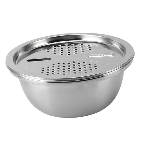 BTOSEP Juego de Colador 3 en 1, Acero Inoxidable, Lavado de Arroz, Rallador Multifuncional, Cuenco, Lavabo de Drenaje (26cm)