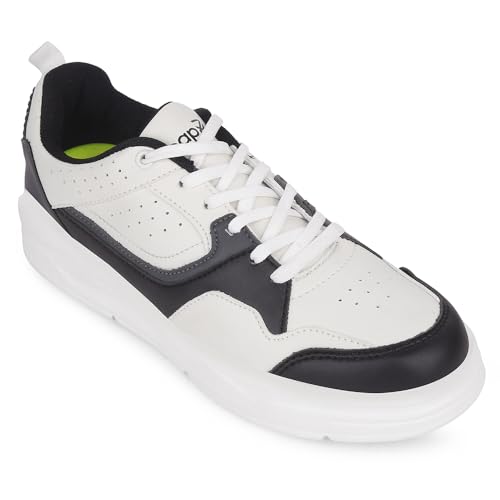 Image of Liberty LEAP7X SNOOKIT-1E Sneakers for Men - Clean White Lace-Up Casual Shoes | Memory Foam Cushioned Insole, Lightweight Sneakers, Walking, College, Travel, Office & Casual Outings