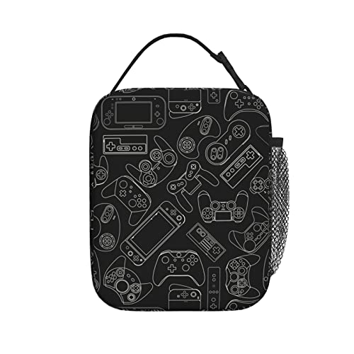 Gbuzozie Video Game Controller Background Lunch Bag Insulated Portable Reusable Gaming Gadgets Lunch Box With Zipper For Women Men Picnic Beach #TOP2