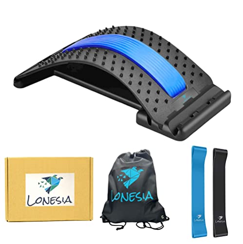 Masajeador Lumbar Para Calmar El Dolor De Espalda Y Estirar Espalda . Camilla De Pilates para alivio de dolor lumbar de tres niveles y dos bandas elasticas musculacion Cover