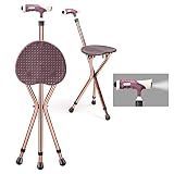 PGCLSJB Cane Stool Walking Seats Retractable Lightweight Walking Stick with LED Light for Elderly Ou