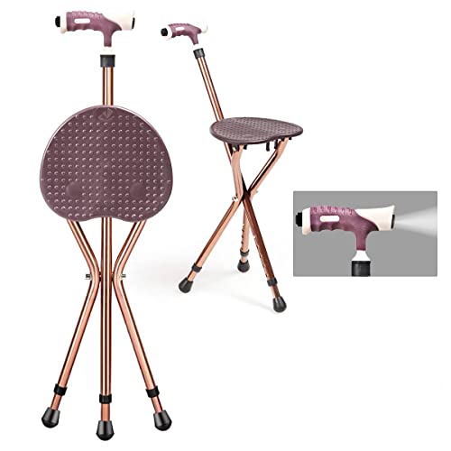 Pgclsjb Cane Stool Walking Seats Retractable Lightweight Walking Stick With Led Light For Elderly Outdoor Travel Rest Stool Folding Chair Large Weight Capacity #TOP12