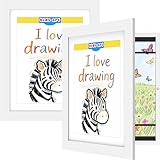 FrameWorks 2-Pack 10x12.5 White Wooden Kids Art Frame with Magnetic Door – Display for 3D Artwork, Photos, Crafts – Gallery Style Edges Wall Decor for Home, Playroom, Easy Access Frame for Creativity
