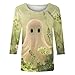 Going Out Tops for Women Cute Ghost Graphic Tees Shirts, 3/4 Length Sleeves O-Neck Women Tops, Halloween Y2k Tops Style002 Yellow 3X-Large