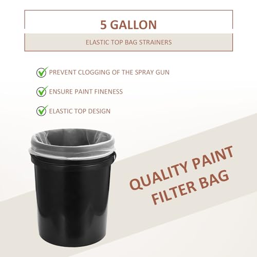 Patelai 200 Pieces 5 Gallon Paint Strainer Bags White Regular Fine Mesh/Elastic Top Bag Strainers for Use with Paint Sprayers