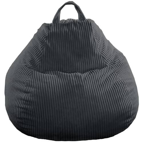Bananair Sittsäck i manchester – mjuk, bekväm, lätt att bära och tvättbart – stor sittsäck vardagsrum/sovrum för vuxna, tonåringar, barn (120 x 100 cm, mörkgrå)