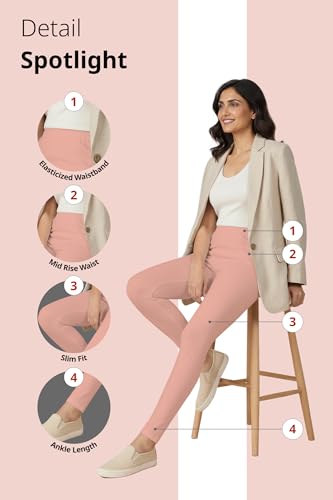 Image of Women's Cotton Lycra Ankle Length Leggings | Regular Rise, Soft 4 Way Stretch Fabric | Casual & Ethnic Wear