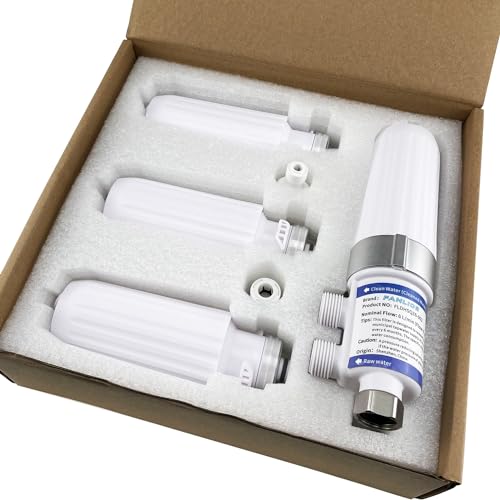 FANLIDE toilet water filter system, Bidet water filter for electronic bidet seats, with 4pcs replaceable filter cores and 2 adapters, compatible with 1/2\" 1/4\" 3/8\" water hose - Thumbnail 5