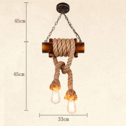 Lustre rétro nostalgique bambou et bois pour éclairage de bar de cuisine - 8