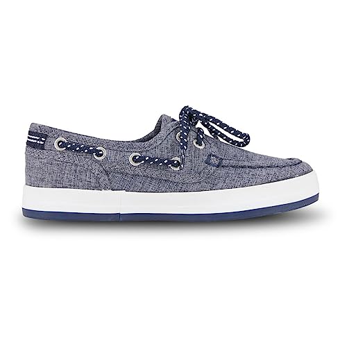 Nautica Kid's Spinnaker Boat Shoe Casual Loafer 2 Eye Lace-Navy Heather Size-3 #TOP4