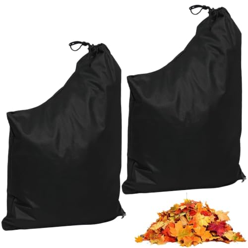 Image of Leaf Blower Vacuum Bags with Drawstring Closure, Reusable Garden Waste Collection, Black, Pack of 2