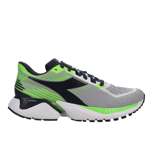 Image of Diadora Men's Mythos Blushield Vigore, White/Black Iris/Neon Mint, 10 UK