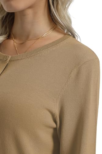 Image of QUALFORT Women's 100% Cotton Lightweight Cardigans Long Sleeve Knitted Button Down Sweater