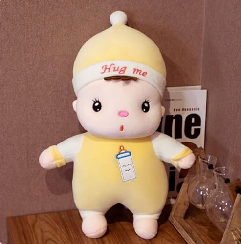 Image of Soft Yellow Chubby Baby Boy Plush Toy with Laughing Musical Sound - 50 cm Stuffed Teddy Bear Doll for Girls, Boys, Kids, Birthday Gift, Home Decor