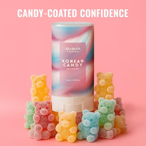 Image of Arabian Aroma Korean Candy Solid Perfume Stick 15g | Sweet Fruity Unisex Pocket Perfume | Cherry, Citrus & Candy Fragrance | Long Lasting Travel Friendly