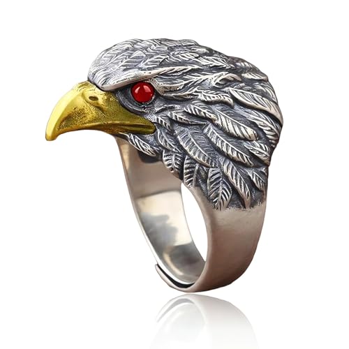 Anello Vintage Hawk in Acciaio Inossidabile - Testa di Aquila Vichinga, USA Flying American Bald Eagle, Stile Gotico per Uomo